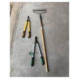 Expert Gardener 24-Inch Bypass Lopper, Hedge Shears & Rake Mixed Lot