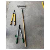Expert Gardener 24-Inch Bypass Lopper, Hedge Shears & Rake Mixed Lot
