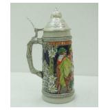 Vintage Stoneware German beer stein w/pewter lid