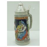 Vintage Stoneware German beer stein w/pewter lid