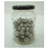 Jar of vintage steely marble & shooters. 2.65lbs