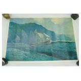 Vintage reproduction print "Clawing Off the Lee Shore" by Sydney Laurence 37"x 25"