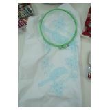 Embroidery Floss, Organizing Containers, Embroidery Hoop and printed pattern pieces