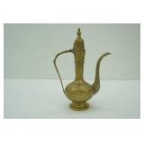 vintage etched brass ewer 9" tall. aftaba