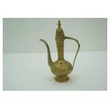 vintage etched brass ewer 9" tall. aftaba