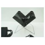 portable, collapsible charcoal grill. camping