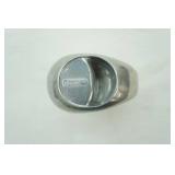 galvanized bucket; vintage pewter horn mug tankard