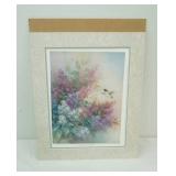 matted art print. "Hummingbird with Lilacs" by Lea Liu. Signed and numbered 181/1300? 18"x22"