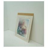 matted art print. "Hummingbird with Lilacs" by Lea Liu. Signed and numbered 181/1300? 18"x22"