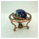 tabletop world globe with semi-precious gemstones