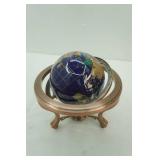 tabletop world globe with semi-precious gemstones