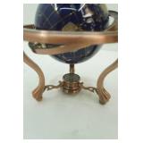 tabletop world globe with semi-precious gemstones