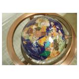 tabletop world globe with semi-precious gemstones