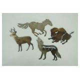 Metal Animal Cutouts. Deer, Wild Horse, Buffalo, Wolf