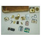 Cigar Box and Vintage cigarette lighters, vintage razor box