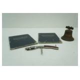 Vintage Bell Coin Bank, State Quarter Books (2ct), wine opener