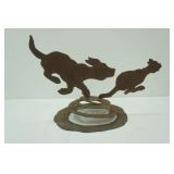 Metal Yard Art. Dog Chasing Cat . 20" wide