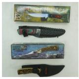(2ct) Fixed Blade Hunting Knives w/sheathes
