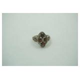 925 Sterling CNA Stamped Ring. vintage style marquise shaped cocktail ring