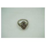 925 Sterling CNA Stamped Ring. vintage style marquise shaped cocktail ring
