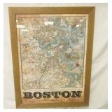 Framed Vintage Boston Map. McDonald and Sons Mapworks. 21"x 27"