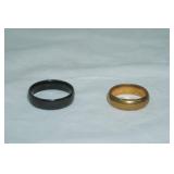 jewelry lot: black band, gold toned band