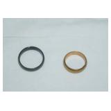 jewelry lot: black band, gold toned band