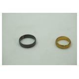 jewelry lot: black band, gold toned band