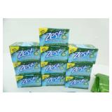 New Zest Bar Soap (20 bars); Aloe Wipes (2 packages of 48); Dental Floss Picks (37 packages of approx. 20+)