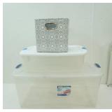 2 Totes with Lids, Collapsible Storage Bin, Reusable Bags, Mesh Zipper Close Bag