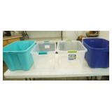 4 large totes, no lids