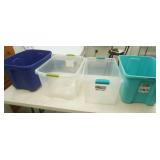 4 large totes, no lids