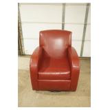 Red Poly Leather Swivel Rocking Chair 32"x 36"x 36"