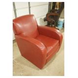 Red Poly Leather Swivel Rocking Chair 32"x 36"x 36"