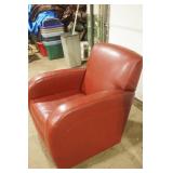 Red Poly Leather Swivel Rocking Chair 32"x 36"x 36"