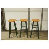 3 Wooden Bar Stools 28.5" tall
