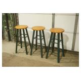 3 Wooden Bar Stools 28.5" tall