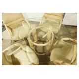 Mid Century Modern Glass Dining Room Table and Chairs Set 45" diameter