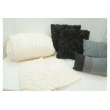 King Size Comforter, 2 Shams, 4 Throw Pillows