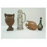 Vintage Ceramic Greek Style Urn Vase, 17" Beer Stein Vase, Ceramic Fish and more