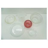 Pressed Glass, Pyrex Pie Plates, Ice Bucket, Clear Glass Fish Pate and more