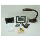 Desk Lamp, 32GB Zip Drive (new), puck lights, My Passport Wallet, Digital Weather Stations