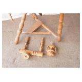 antique wooden spinning wheel