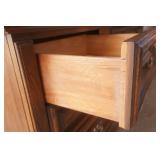 Vintage wooden dresser 9 drawers with mirror 63"Lx18.5"Dx30"H (81"H with mirror)