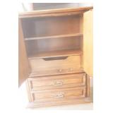 Vintage Wooden Dresser. 3 drawers, 2 shelves. 39"Lx19"Dx53"H