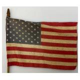 Vintage Miniature 50  Star Flag With Brass Stand 13"