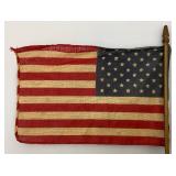Vintage Miniature 50  Star Flag With Brass Stand 13"