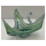 Vintage Marano Style Hand Blown Glass Swan Dish 7 1/4" x 9 3/4" x 13"