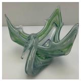 Vintage Marano Style Hand Blown Glass Swan Dish 7 1/4" x 9 3/4" x 13"