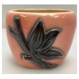 Vintage MCM Royal Copley Dark Pink Black Off White Planter (Cracks In Cleasrcoat Inside) 3.5" x 4" x 5"